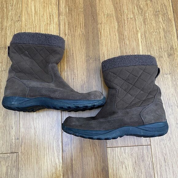 LL Bean Brown Suede Boots Fleece Lined Primaloft Womens 9.5 Wide - Picture 6 of 10